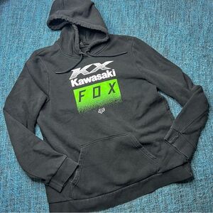 Fox Racing Kawasaki Pullover Hoodie in Black Green Women's Size XL Distressed